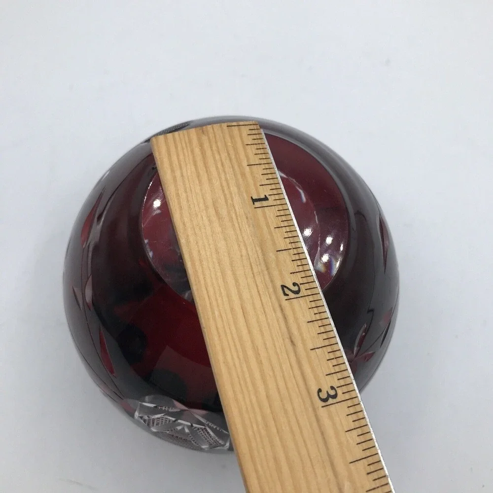 Ruby Red Cut to Clear Rose Bowl Ruffle Edge - Picture 6 of 7